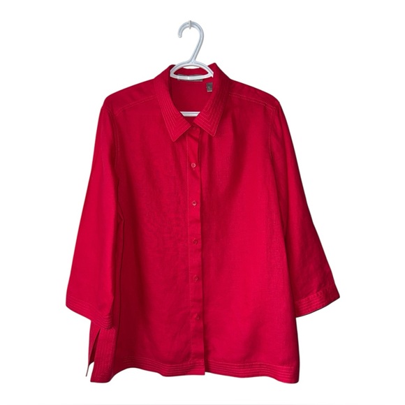 Liz Claiborne Tops - LIZ CLAIBORNE | NWT 100% Linen Button Down Blouse Size XL